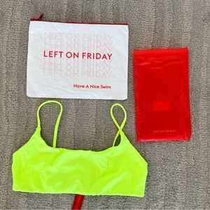 Left On Friday Tourist Neon Yellow Pool Days  Bikini Top